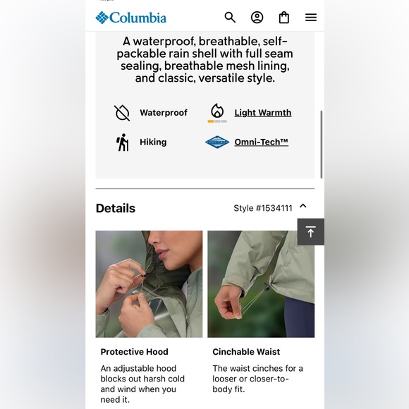 Columbia Arcadia 2 rain jacket rain shell Arcadia II - Picture 8 of 11